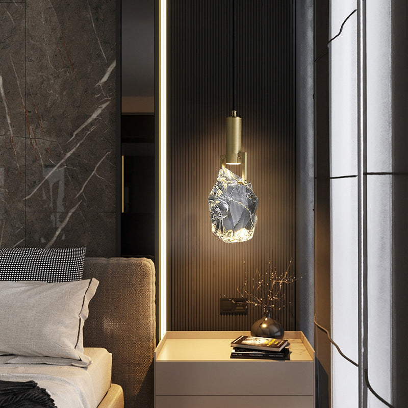 Modern Luxury Irregular Round Copper Crystal 1-Light Pendant Light For Bedroom