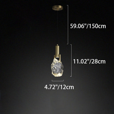 Modern Luxury Irregular Round Copper Crystal 1-Light Pendant Light For Bedroom