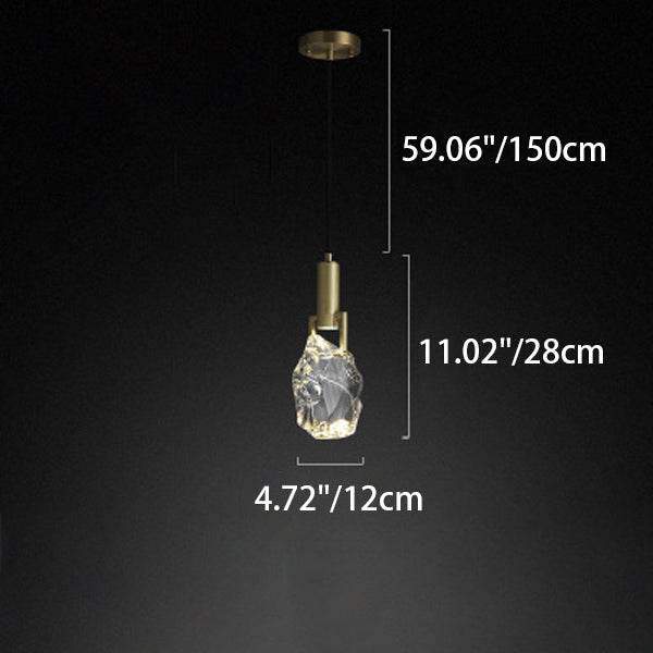 Modern Luxury Irregular Round Copper Crystal 1-Light Pendant Light For Bedroom