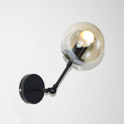 Contemporary Scandinavian Magic Bean Round Iron Glass 1-Light Wall Sconce Lamp For Bedroom