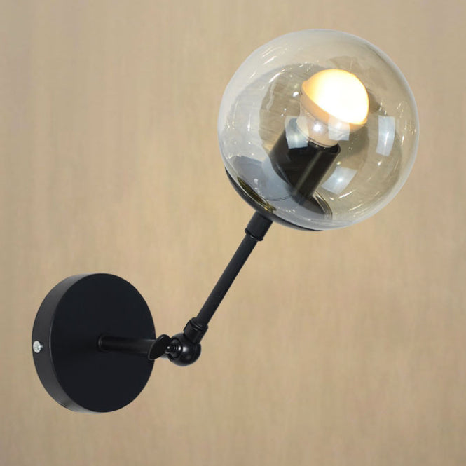 Contemporary Scandinavian Magic Bean Round Iron Glass 1-Light Wall Sconce Lamp For Bedroom