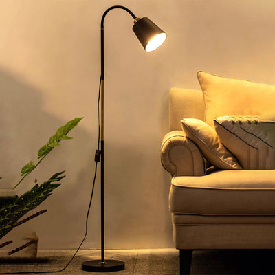 Modern Minimalist Round Cone Iron PVC 1-Light Standing Floor Lamp For Living Room