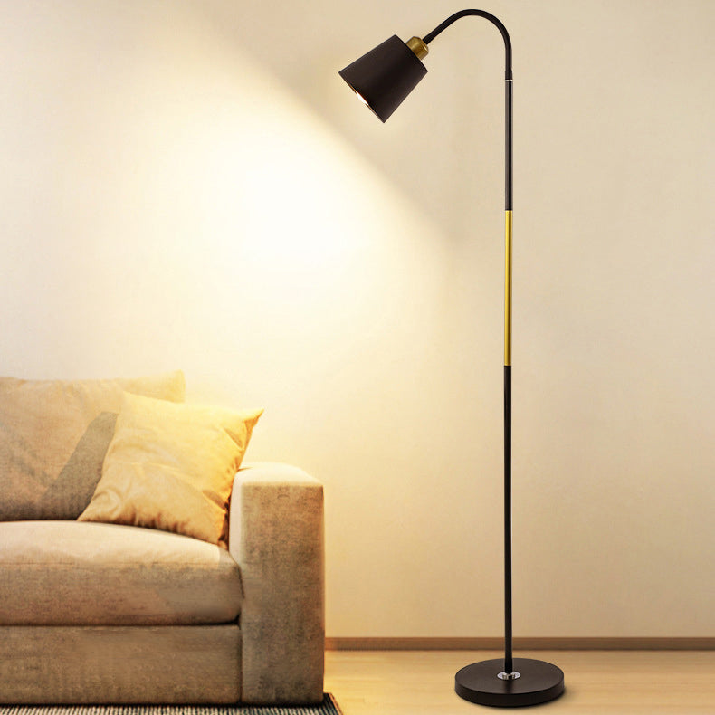 Modern Minimalist Round Cone Iron PVC 1-Light Standing Floor Lamp For Living Room