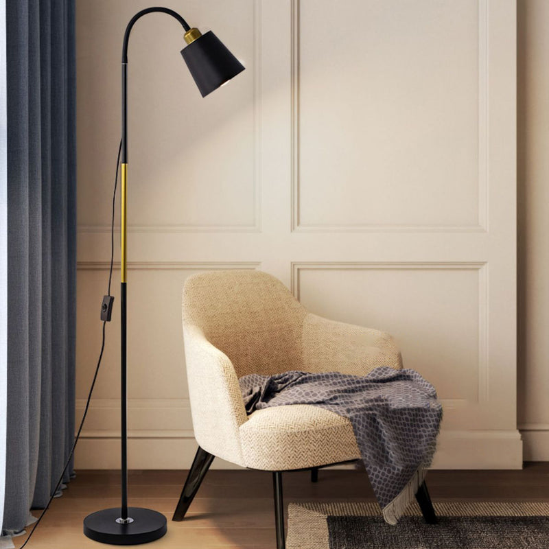 Modern Minimalist Round Cone Iron PVC 1-Light Standing Floor Lamp For Living Room