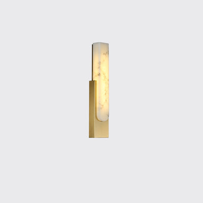 Contemporary Scandinavian Rectangular Hardware Faux Marble LED Wall Sconce Lamp For Bedroom