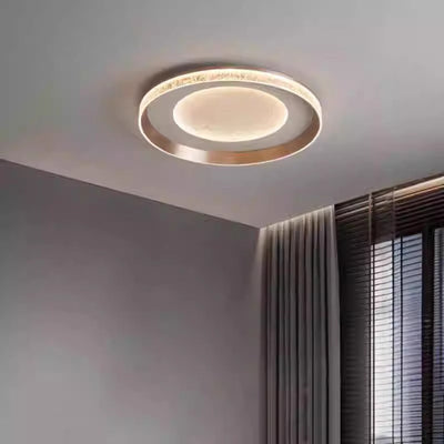 Modern Minimalist Round Dome Iron Aluminum Acrylic LED Flush Mount Ceiling Light For Bedroom