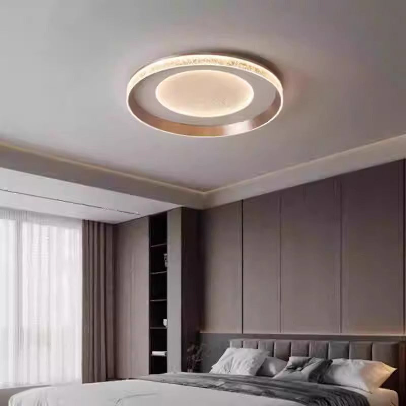 Modern Minimalist Round Dome Iron Aluminum Acrylic LED Flush Mount Ceiling Light For Bedroom