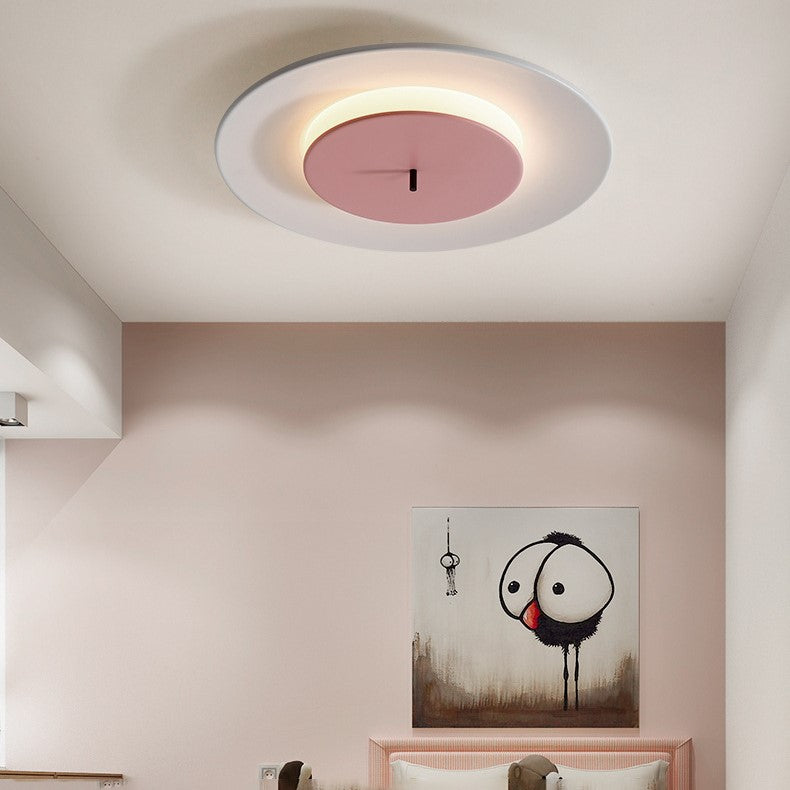 Contemporary Scandinavian Round Iron LED Flush Mount Ceiling Light For Bedroom