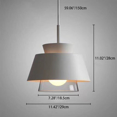 Contemporary Scandinavian Round Trapezoid Aluminum Glass 1-Light Pendant Light For Bedroom