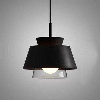 Contemporary Scandinavian Round Trapezoid Aluminum Glass 1-Light Pendant Light For Bedroom