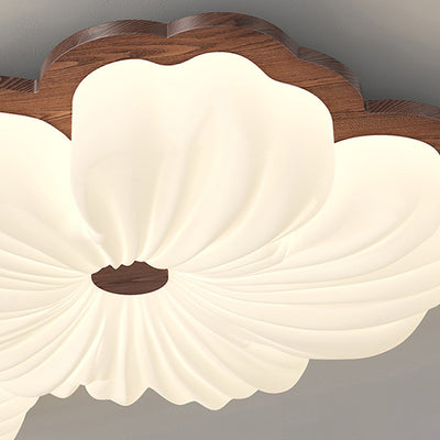 Contemporary Creative Petal Shape PE Rubberwood LED Flush Mount Ceiling Light For Bedroom