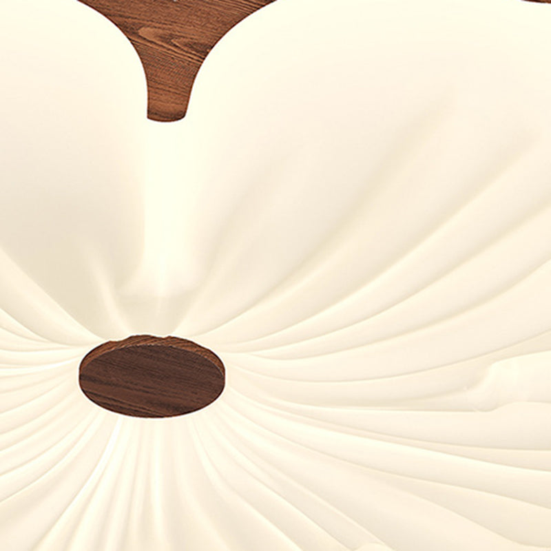 Contemporary Creative Petal Shape PE Rubberwood LED Flush Mount Ceiling Light For Bedroom