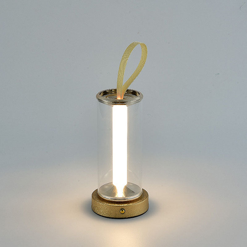 Modern Minimalist USB Portable Round Cylinder Iron Acrylic LED Table Lamp For Living Room