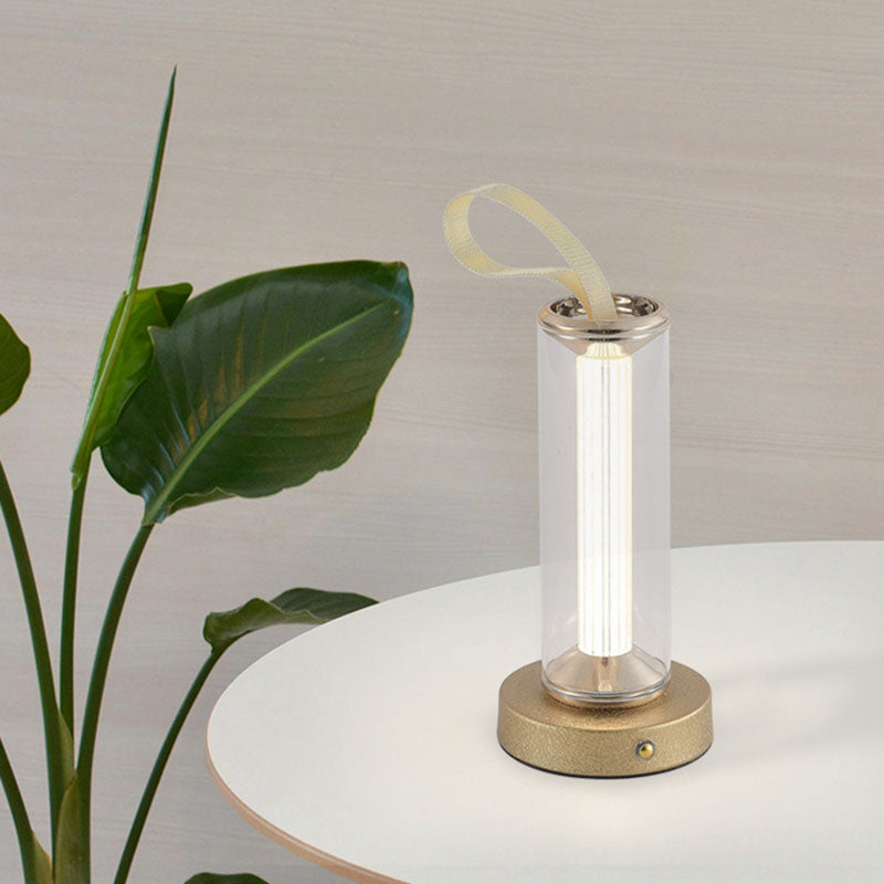 Modern Minimalist USB Portable Round Cylinder Iron Acrylic LED Table Lamp For Living Room