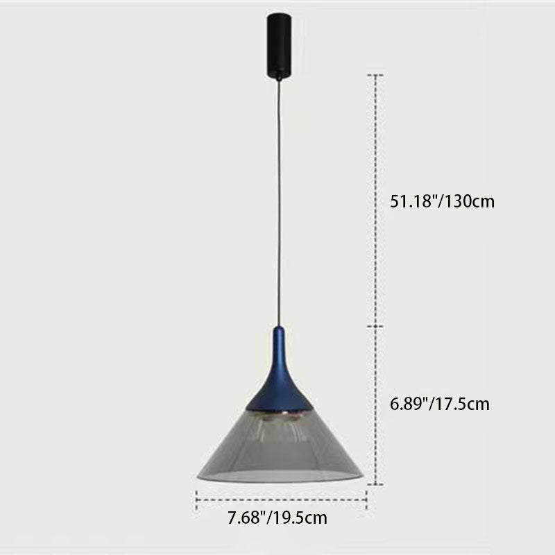 Contemporary Scandinavian Cone Aluminum Acrylic LED Pendant Light For Bedroom