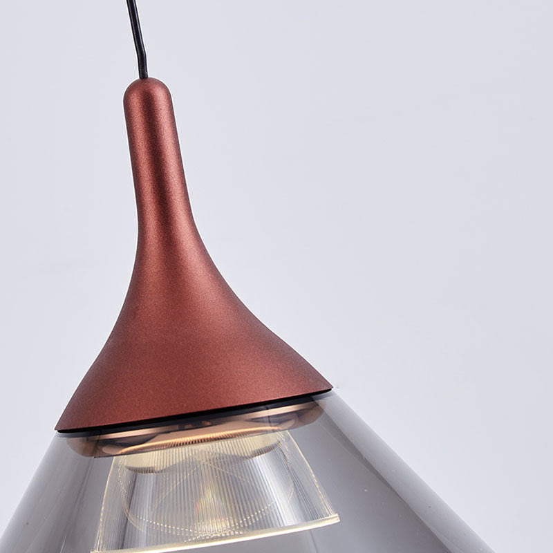 Contemporary Scandinavian Cone Aluminum Acrylic LED Pendant Light For Bedroom