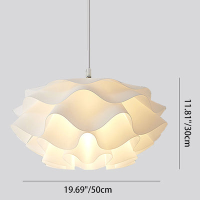 Contemporary Scandinavian Cream Pleated Round ABS 1-Light Pendant Light For Bedroom