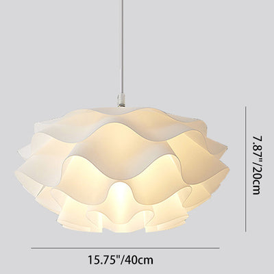 Contemporary Scandinavian Cream Pleated Round ABS 1-Light Pendant Light For Bedroom