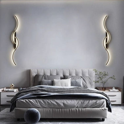 Modern Minimalist Long Curve Aluminum Silicone LED Wall Sconce Lamp For Bedroom