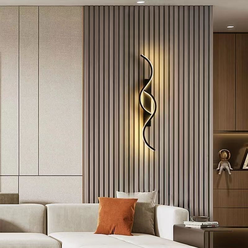 Modern Minimalist Long Curve Aluminum Silicone LED Wall Sconce Lamp For Bedroom