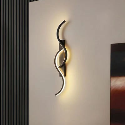 Modern Minimalist Long Curve Aluminum Silicone LED Wall Sconce Lamp For Bedroom