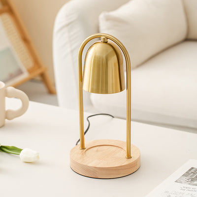 Modern Minimalist Bell Round Cylinder Iron Wood Marble 1-Light Melting Wax Table Lamp For Bedroom