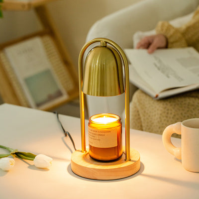 Modern Minimalist Bell Round Cylinder Iron Wood Marble 1-Light Melting Wax Table Lamp For Bedroom