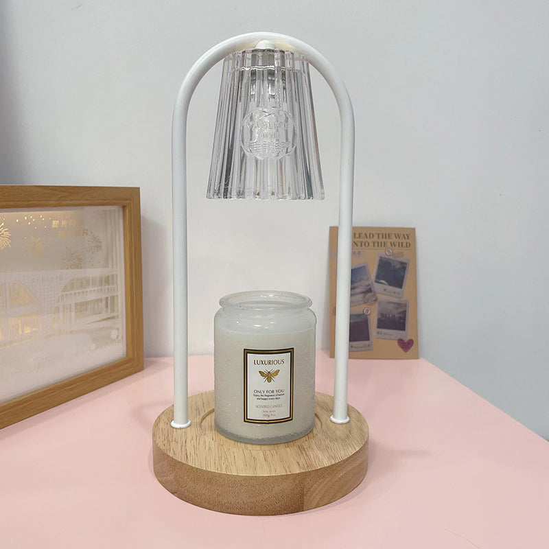 Modern Minimalist Bell Round Cylinder Iron Wood Marble 1-Light Melting Wax Table Lamp For Bedroom