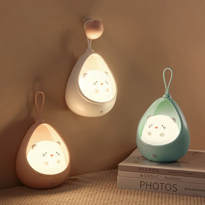 Contemporary Creative USB Cat Rabbit Triangle Cone ABS Silicone LED Table Lamp For Bedroom