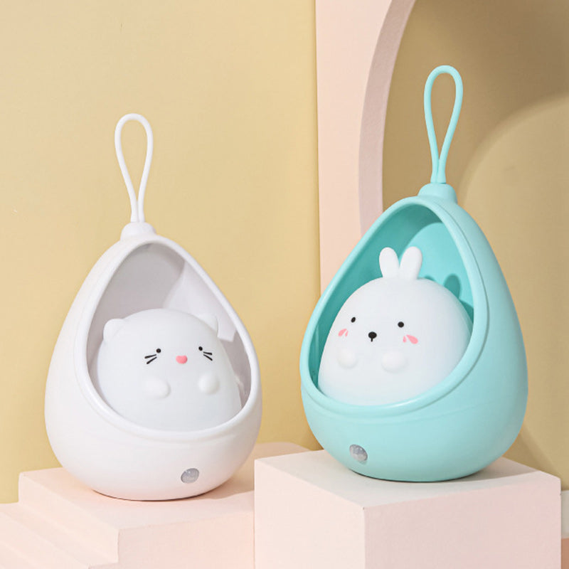 Contemporary Creative USB Cat Rabbit Triangle Cone ABS Silicone LED Table Lamp For Bedroom