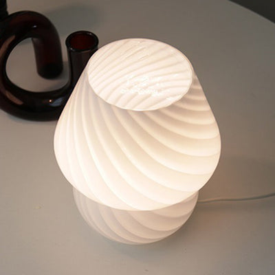 Modern Art Deco USB Round Glass LED Table Lamp For Bedroom