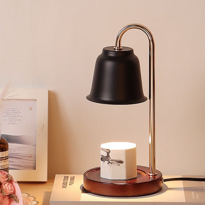 Modern Minimalist Round Cone Iron Wood 1-Light Melting Wax Table Lamp For Bedroom