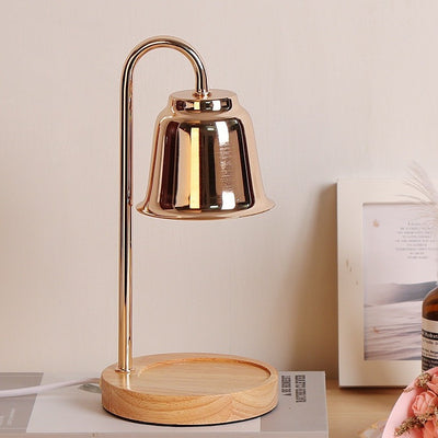 Modern Minimalist Round Cone Iron Wood 1-Light Melting Wax Table Lamp For Bedroom