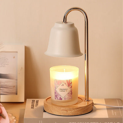 Modern Minimalist Round Cone Iron Wood 1-Light Melting Wax Table Lamp For Bedroom