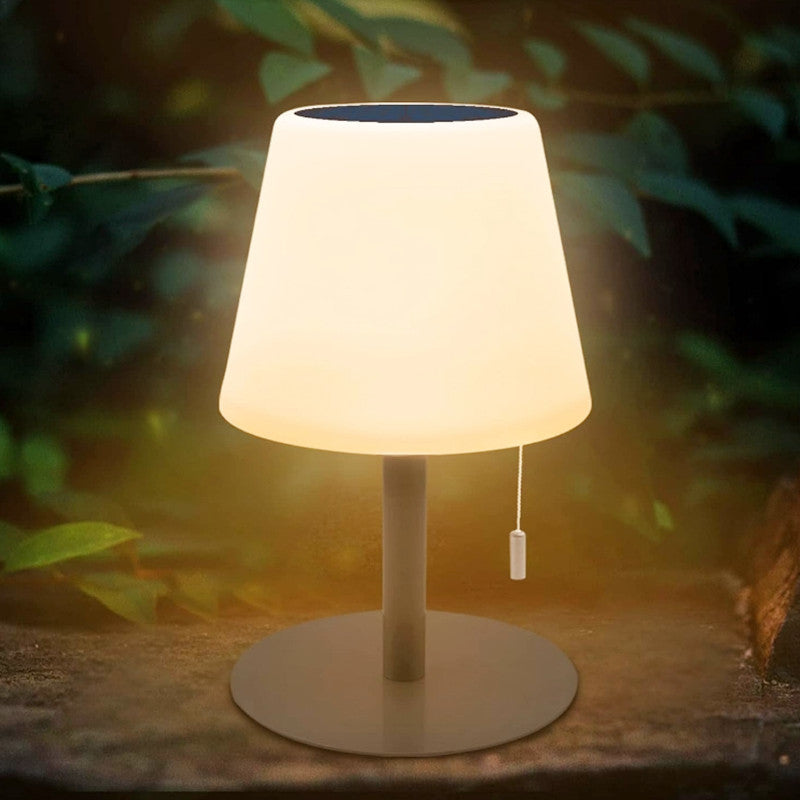 Modern Minimalist Waterproof Solar Round PE Hardware LED Table Lamp For Outdoor