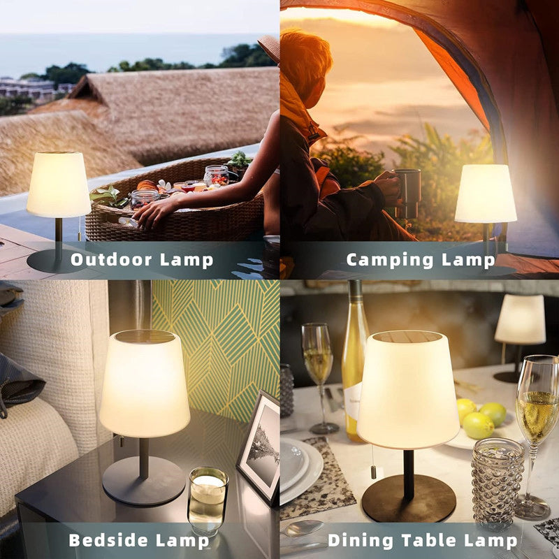 Modern Minimalist Waterproof Solar Round PE Hardware LED Table Lamp For Outdoor