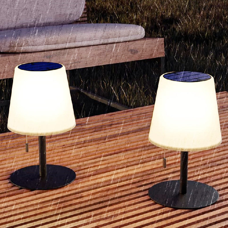 Modern Minimalist Waterproof Solar Round PE Hardware LED Table Lamp For Outdoor