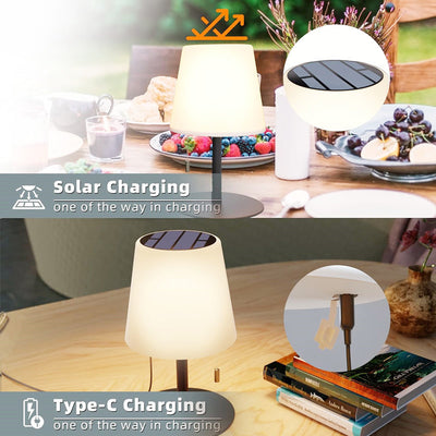 Modern Minimalist Waterproof Solar Round PE Hardware LED Table Lamp For Outdoor