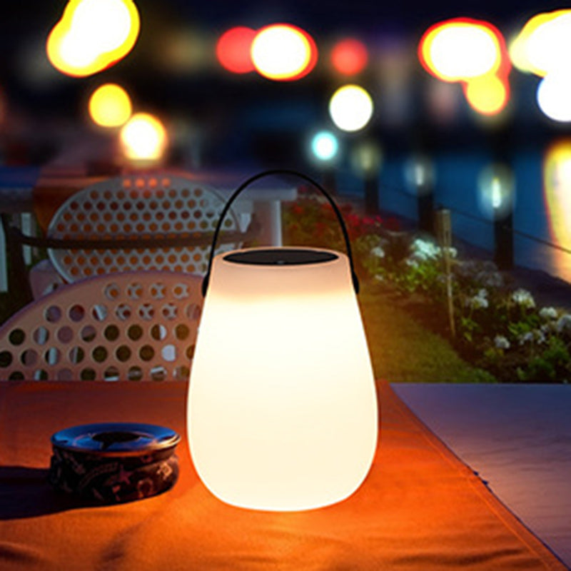 Modern Minimalist Solar Waterproof Portable PE Round Cylinder Cone LED Outdoor Light For Outdoor