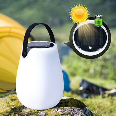 Modern Minimalist Solar Waterproof Portable PE Round Cylinder Cone LED Outdoor Light For Outdoor