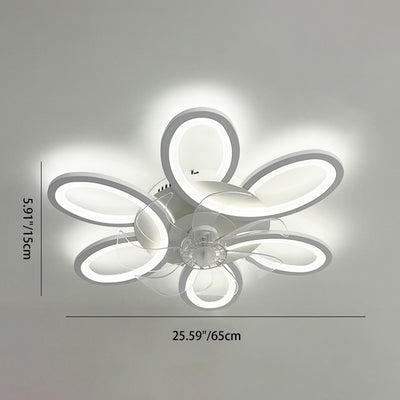 Modern Art Deco Flower Round Iron Acrylic LED Flush Mount Ceiling Fan Light For Bedroom