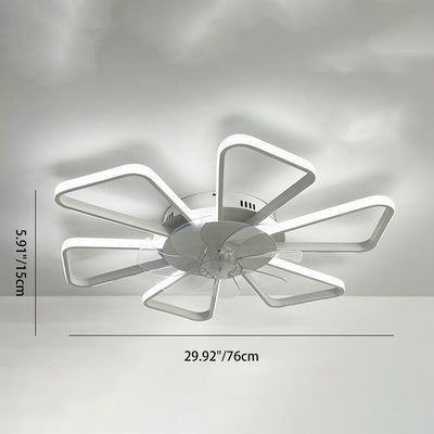 Modern Art Deco Flower Round Iron Acrylic LED Flush Mount Ceiling Fan Light For Bedroom