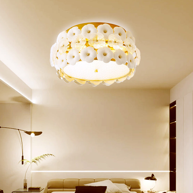 Contemporary Creative Flower Round Dome Iron Glass 6/9 Light Flush Mount Ceiling Light For Bedroom