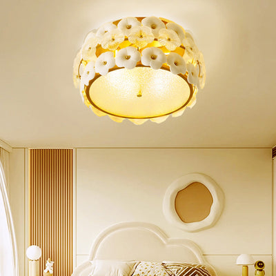 Contemporary Creative Flower Round Dome Iron Glass 6/9 Light Flush Mount Ceiling Light For Bedroom