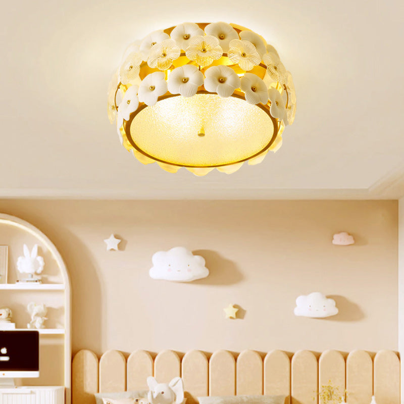 Contemporary Creative Flower Round Dome Iron Glass 6/9 Light Flush Mount Ceiling Light For Bedroom