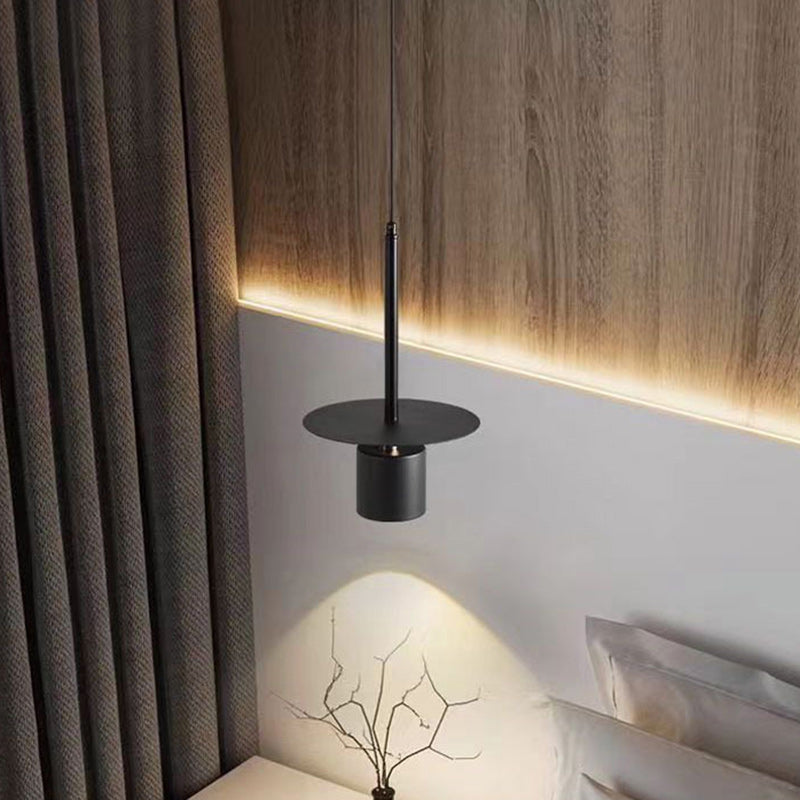 Contemporary Scandinavian Round Iron 1-Light Pendant Light For Bedroom