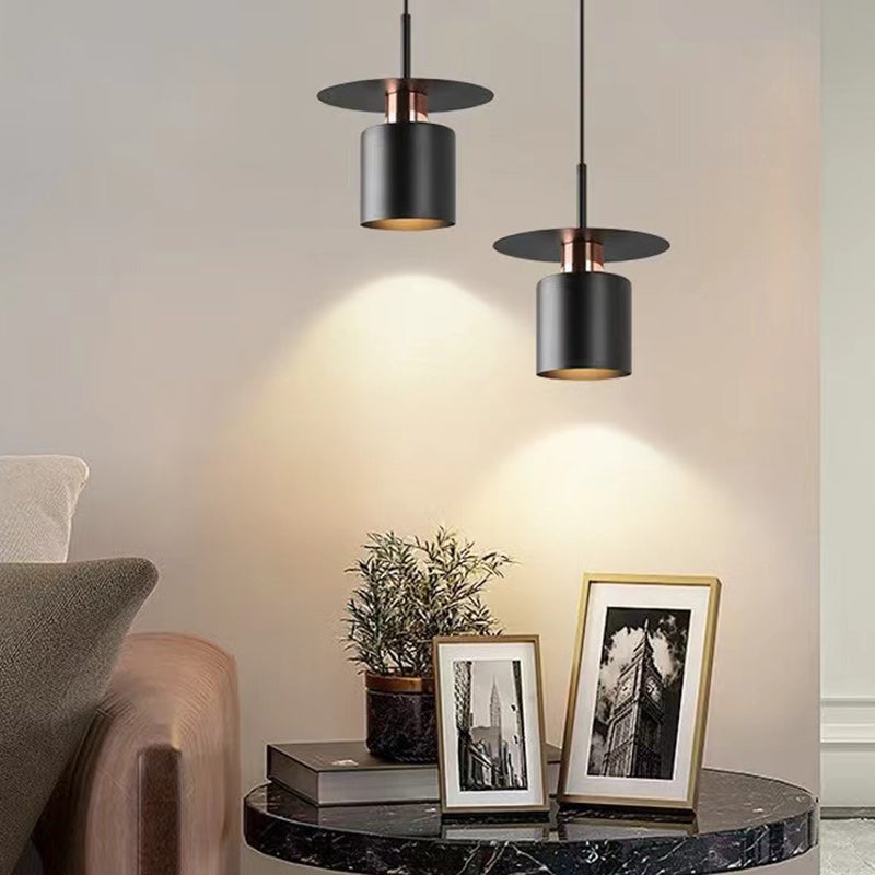 Contemporary Scandinavian Round Iron 1-Light Pendant Light For Bedroom