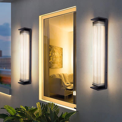 Modern Minimalist Rectangular Stainless Steel Acrylic LED Wall Sconce Lamp For Outdoor