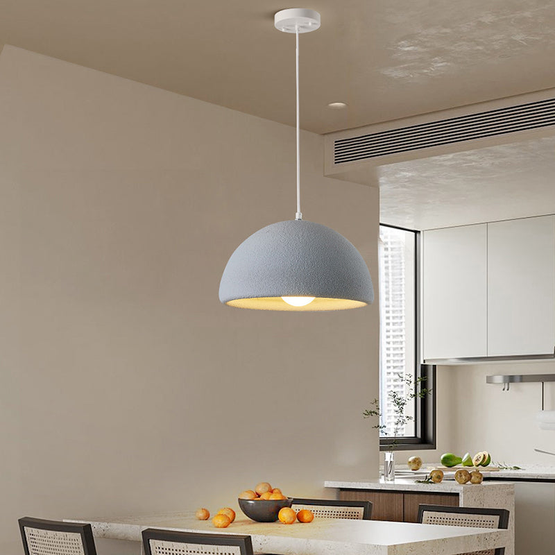 Contemporary Scandinavian Round Semi-Circular Resin Fiberglass 1-Light Pendant Light For Dining Room