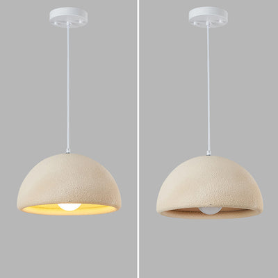 Contemporary Scandinavian Round Semi-Circular Resin Fiberglass 1-Light Pendant Light For Dining Room